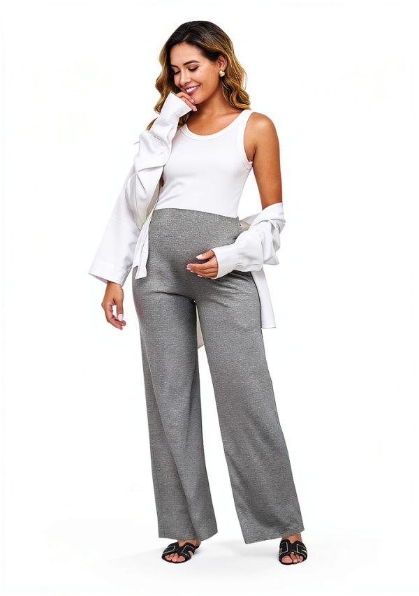 Maternity Pants High Waist Soft Wide Leg Pregnancy Wear-4