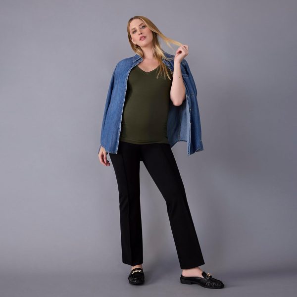 Motherhood Maternity Ponte Flare Pants for Work Pregnancy-3