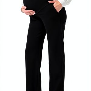 Maternity Work Pants Bootcut Design Adjustable Waistband-0