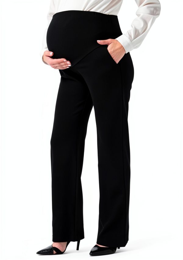 Maternity Work Pants Bootcut Design Adjustable Waistband-0