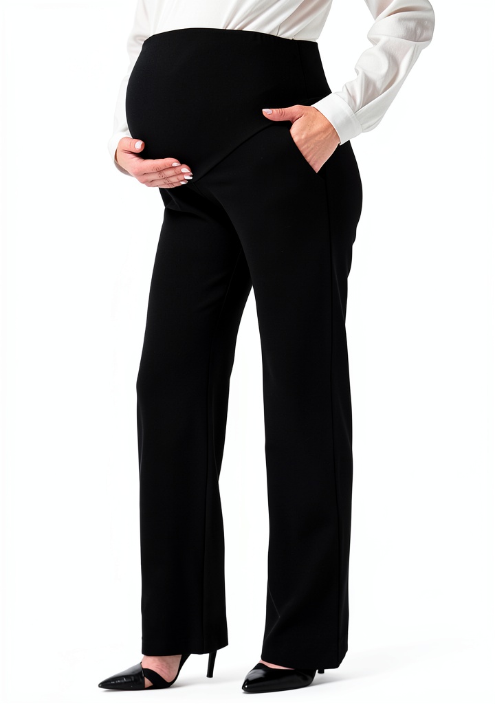 Maternity work pants in a professional office setting