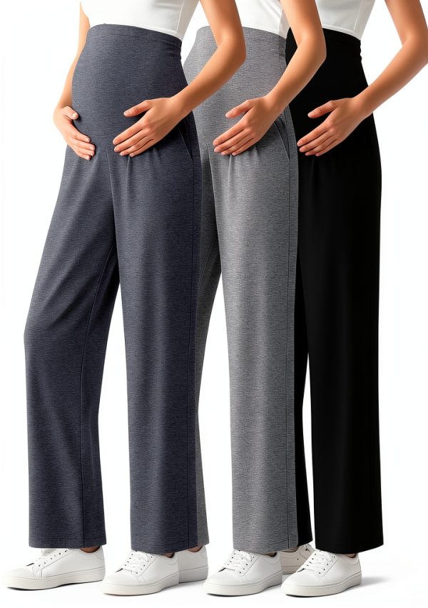 Maternity Pants High Waist Soft Wide Leg Pregnancy Wear-0