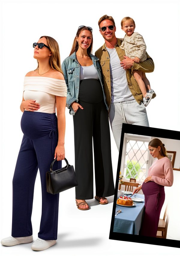 Maternity Lounge Pants Soft Blend Full Belly Coverage Women-1