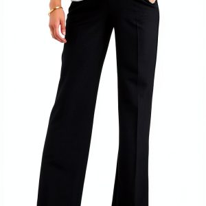 Maternity Work Pants Stretch Fabric Full Panel Support-0