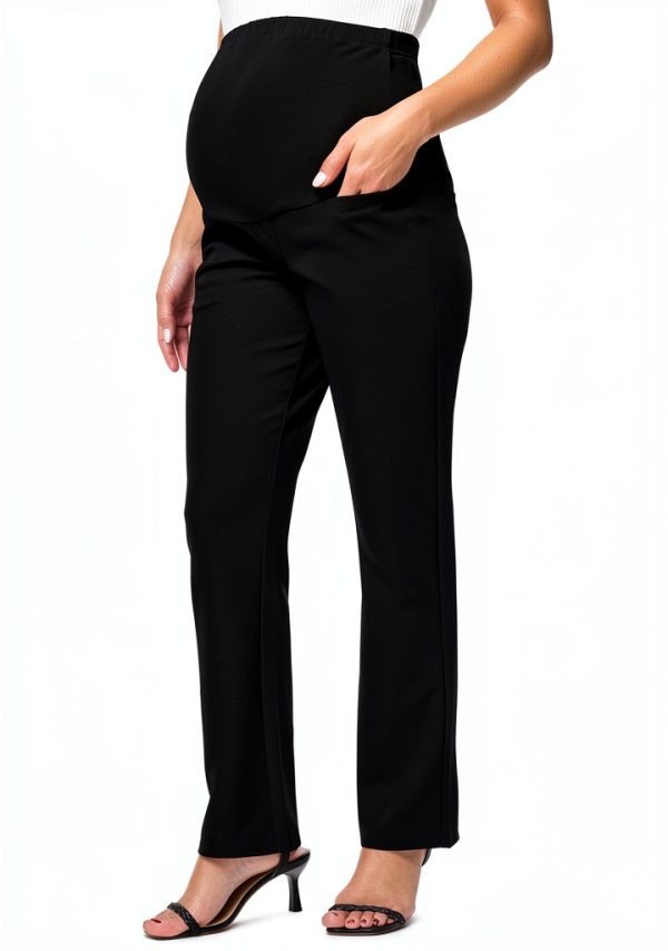 Foucome Maternity Work Pants Stretch Comfort Full Panel-0