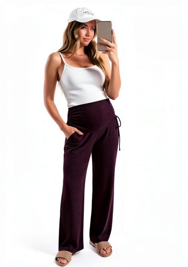 Maternity Lounge Pants Soft Blend Full Belly Coverage Women-4