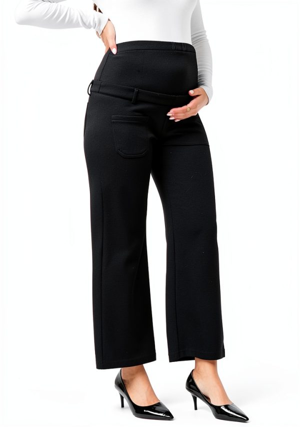 Maternity Work Pants Stretchy Rayon Blend Beige Black Blue-4