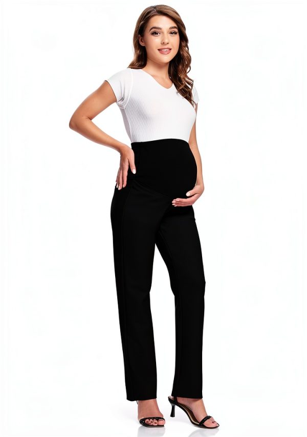 Foucome Maternity Work Pants Stretch Comfort Full Panel-4
