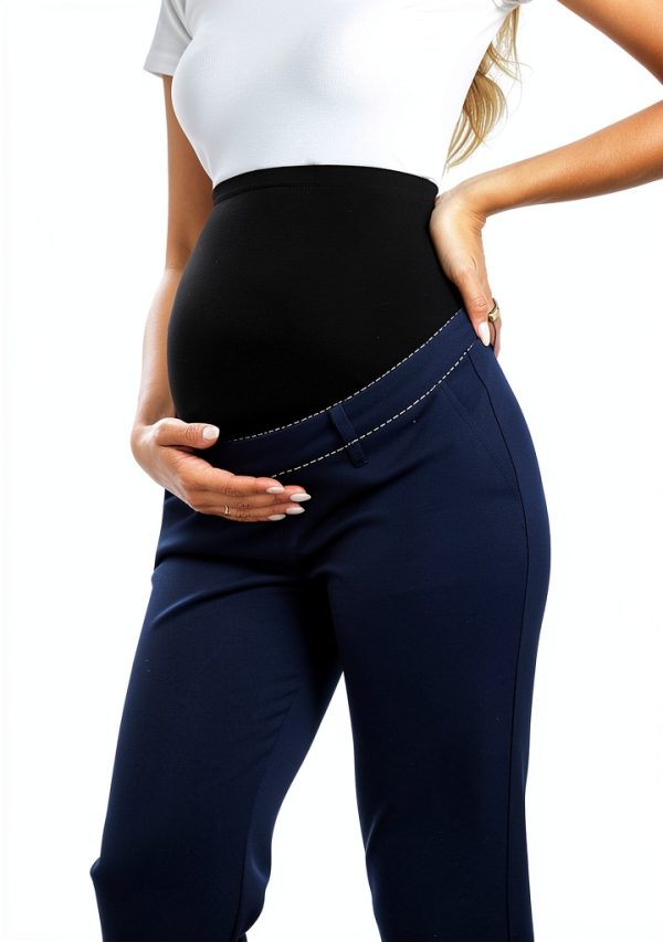 Maternity Work Pants Soft Elastic Belly Support Womens-4