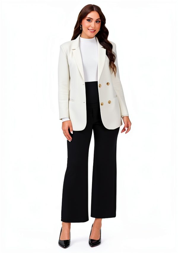 Maternity Work Pants Stretchy Rayon Blend Beige Black Blue-3