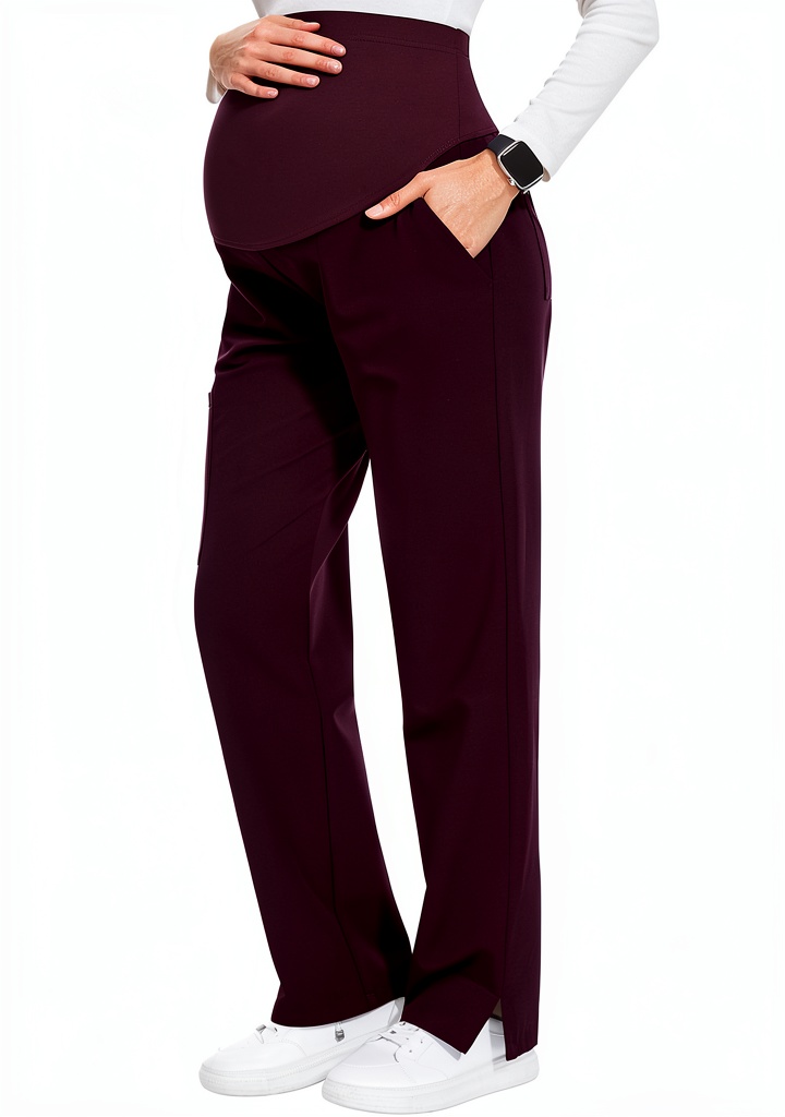 CoBGenius maternity scrub pants showing fabric texture and fit
