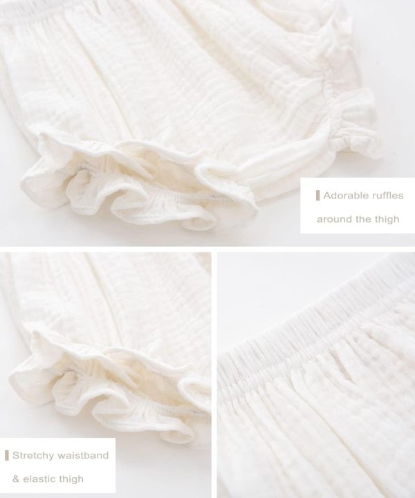 LittleLuxe Baby Girls Muslin Bloomers Lightweight Ruffle Off‑White-4