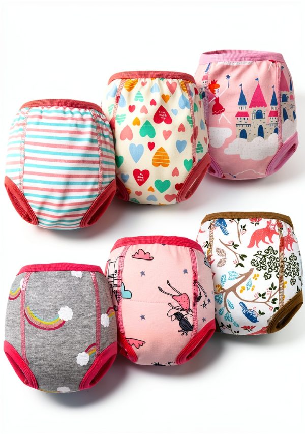 MooMoo Baby Girls Training Underpants 6‑Pack Soft Muslin Cotton 2T‑9Y-0