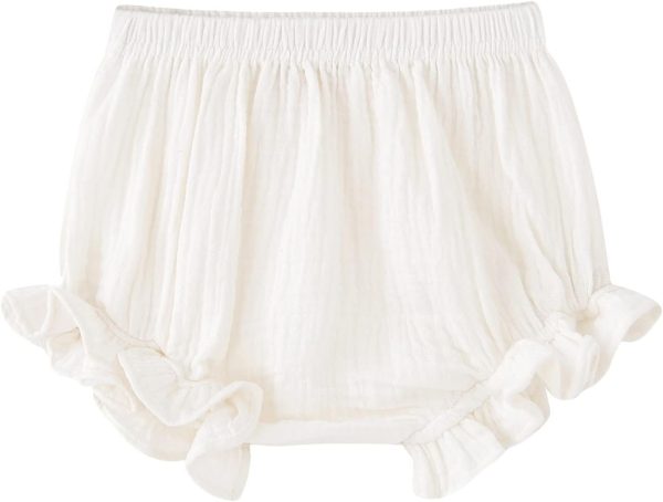 LittleLuxe Baby Girls Muslin Bloomers Lightweight Ruffle Off‑White-0